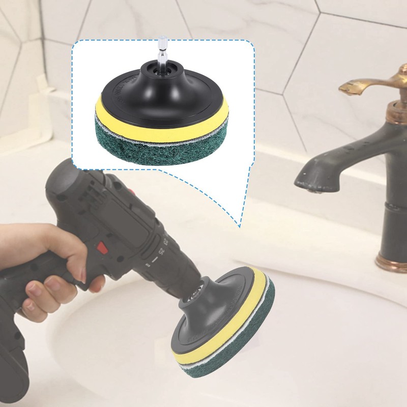 Aswalling 11Pcs Power Scrubber Brush Set Polishing Pad for Drill