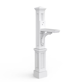 Mayne Newport Plus Mailbox Post with Standard Arm – Weather-Resistant, Durable Classic Design – Easy-to-Install Outdoor Mailbox Post