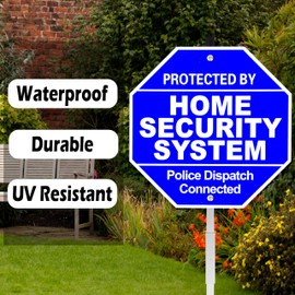 Paradise Glance Home Security System Signs For Yard With Stake - 28" Aluminum Heavy Duty Police Dispatch Connected Warning Yard Sign - Durable, Weatherproof, UV Resistant Home Security Signs With 1 Year Warranty