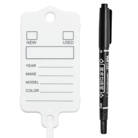 Car Key Tags PVC Identifier Tag with Labels and Ring,50 Pcs Locking Vehicle Dealership Key Tags Automotive Supplies Organization with 1 Pen for Cars, Truck, Office Cars Shop(White,100pcs)