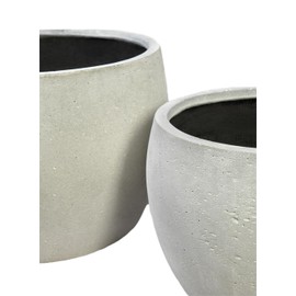 Serene Spaces Living Sandora White Low Round Planter – Handcrafted Texture, Indoor/Outdoor Use, Weather-Resistant Garden & Patio Décor, Sandstone Planter, 12" Diameter & 8.5" Tall