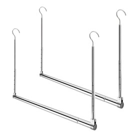 Adjustable Hanging Closet Rod, Extender Hanging Rod, Closet Hanging Organizer, Heavy Duty Closet Bar, Hanging Rod (2 Pack, Chrome)