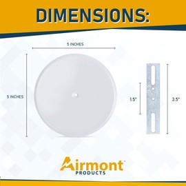 (Pack of 4) Airmont Products AP-12077, 5-inch Ceiling Blank-Up Cover with Center Screw, Fits 3-1/4" to 4" Electric Box, Adjustable Bracket for Screw Hole Spacing 1.75" to 3.5", White Metal