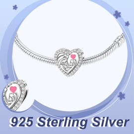 Simphman 925 Sterling Silver Love Heart Charms Dangles for Bracelets and Necklaces, Gift Jewellery for Women, Girls, Family and Friends, Sterling Silver, zinnober