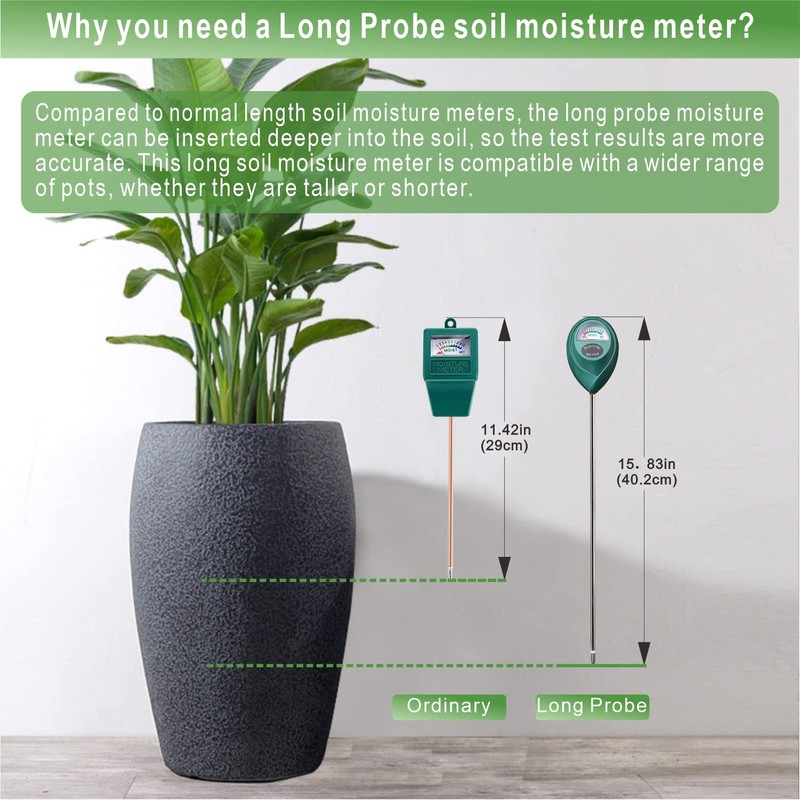 XLUX Long Probe Deep Use Soil Moisture Meter Sensor, Water