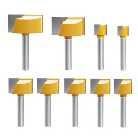 CSOOM 9 Piece Set, 0.2 inches (6 mm), Torque Shank Cleaning Bottom Bit, Tungsten Steel, Carbide Cleaning Bottom Bit, T Type Router Bit, Electric Trimmer Bit Set, Wood Cutting Tool, Door Plate Engraving Trimmer, Bit, Door Plate Engraving, Mortise Cutter, 