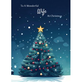 Papa Prints® Happy Christmas Wife Card (130 x 180 mm) Wife Xmas Cards with Envelope Xmas Card Wife Large Christmas Cards Fiancee Merry Christmas Wife Card