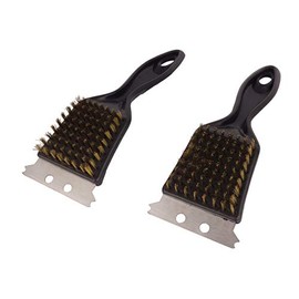 Captain Stag UZ-13218 Barbecue Brush, Net and Iron Plate Brush, Black Rest, Set of 2