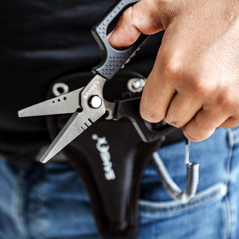 SAMSFX 6.5’’ Fishing Scissors with Non-Slip Grip Handles and Micro