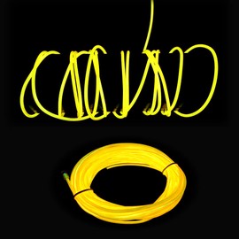 El Wire,5m Yelow neon Light Flash Electroluminescence, Used for DIY Design, Various Holiday Party Decoration (5M, 1pack-Yellow)