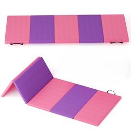 5-Panel Gymnastics Mat,Thick Exercise Mat with Carrying Handles,Folding Tumbling Mat for Yoga, Pilates, Stretching（8'x4''）