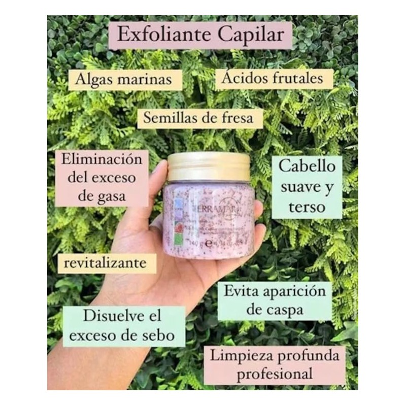 Exfoliante Capilar De Algas Y Ácidos Frutales y semillas de