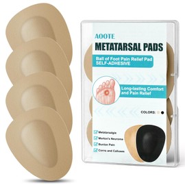 AOOTE Ball of Foot Cushion Pads, 2 Pairs Forefoot Cushions for Men Women, Non-Slip Balls of Foot Support Pads Soft, Adhere to Shoes, Metatarsal Support, Forefoot Cushions Pain Relief and Protect,L