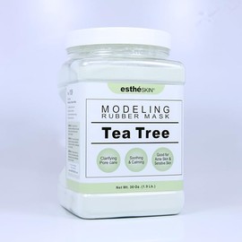 estheSKIN No.109 Tea Tree Peel Off Type Modeling Rubber Mask Powder, Jar with Measuring Spoon, For Facial Skin Care, 850g (30oz)