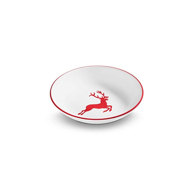 GMUNDNER KERAMIK Soup Plate Diameter 20cm Ruby Red Stag Handmade