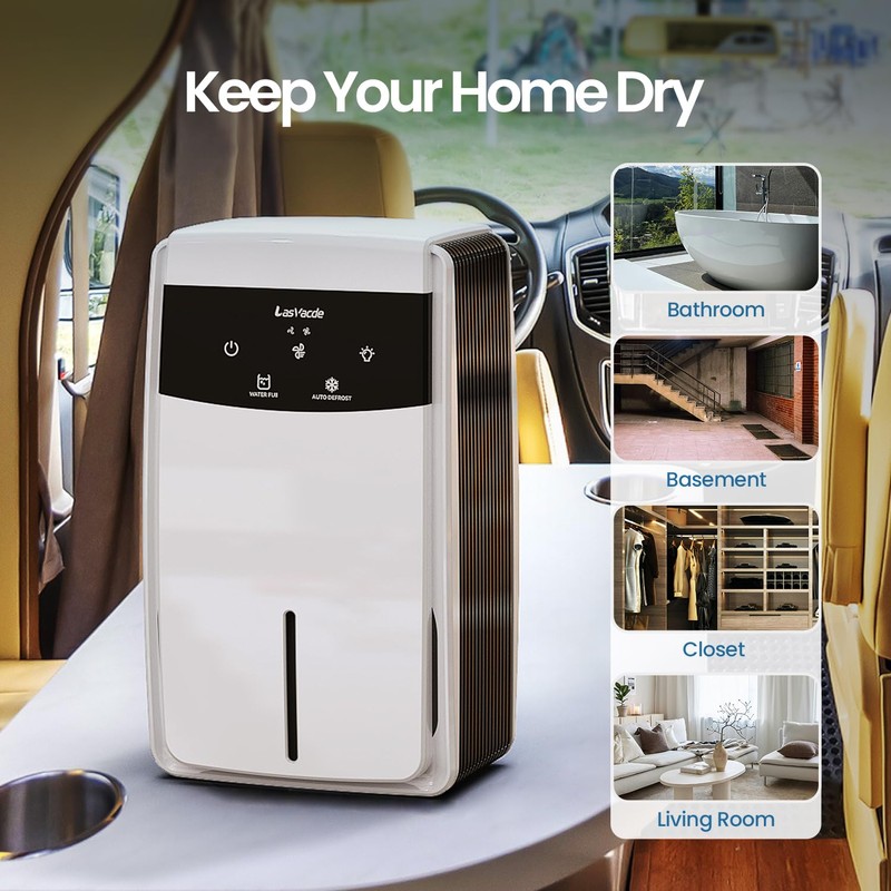 LasVacde Dehumidifier for Home, 95 OZ Dehumidifiers for Bathroom Bedroom