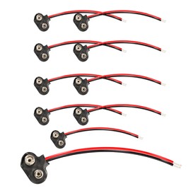 PNGKNYOCN 9V Battery Clip Connector 10 Pack T Type 9V Battery Snap On Hard-Shell Clip Connector with Black Red Wires Leads