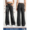 Moosehill Women's-Cargo-Hiking-Pants-High-Waisted Wide Leg Water Resistance Lightweight Stretch for Work