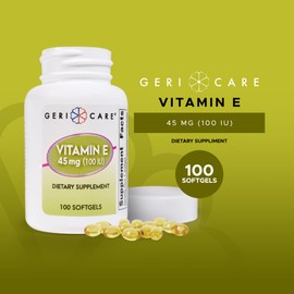 GeriCare High-Potency Vitamin E Capsules – 100 IU for Skin & Immune Support, 45mg | 100 Count | Organic Vitamin E for Women and Men | Alternative to Nature Bounty & Solgar Vitamin E