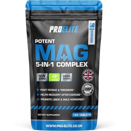 Magnesium Glycinate 5-in-1 Complex 1286mg - 400mg Elemental Per Serving High-Strength Magnesium with Bisglycinate, Citrate, Malate, Oxide, Glycinate Supplement by PROELITE (120 Vegan Tablets)