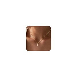 Turandoss Gold Cross Necklace for Women, Dainty 14K Gold Plated Necklace