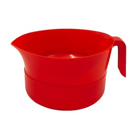 Easy Greasy Colander Grease Strainer With Handle And Container, Catch Bowl With Lid 3 Piece Strain Set | Strains Ground Beef, Bacon & Pasta | Safe Kitchen Gadget BPA Free | Made In The USA (Red)