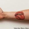 'Red Lips Tongue Out' Temporary Tattoo - Water Resistant, Skin-Safe,