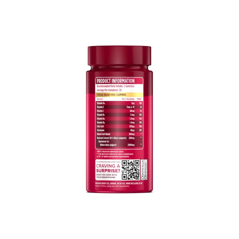 Wellgard Vegan Beetroot Gummies for Adults, Beetroot Extract 10:1 (2000mg