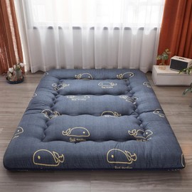 Heimorn Japanese Floor Futon Mattress, 4" Thicken Tatami Mat Sleeping Pad Foldable Roll Up Boys Girls Dormitory Mattress Kids Lounger Pillow Bed, Whale, Queen