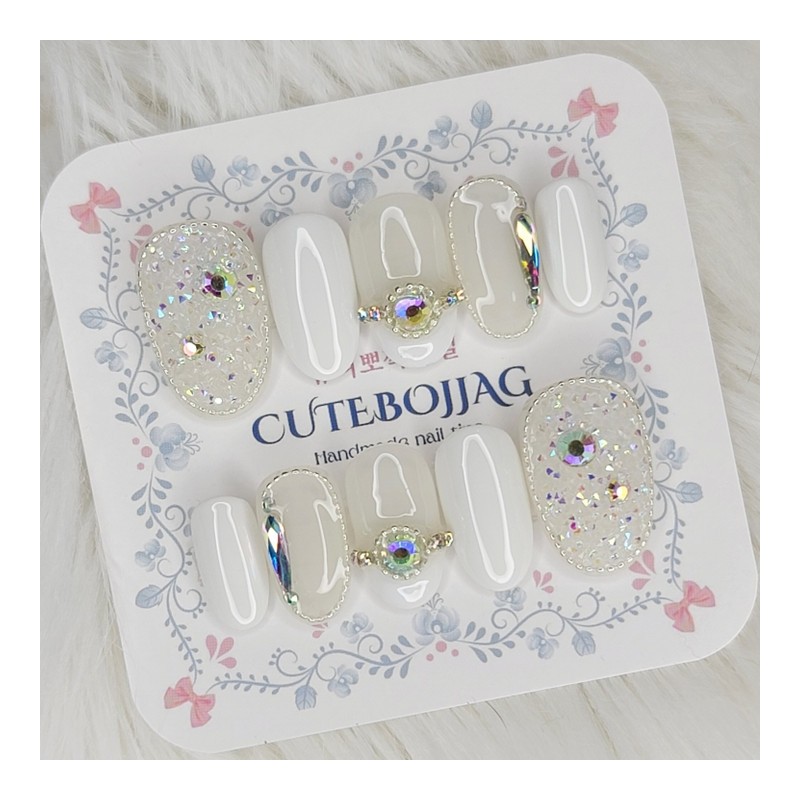 Aurora Pixie Wedding Handmade Nail Tips - Stiletto L /