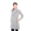 SAOL 100% Irish Merino Wool Women Classic Cable Coat (Grey,