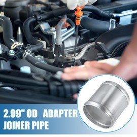 A ABSOPRO Car Adapter Joiner Pipe Universal 76mm 2.99" OD 76mm 2.99" Length Connector Tubing Adapter Aluminum Alloy Silver Tone