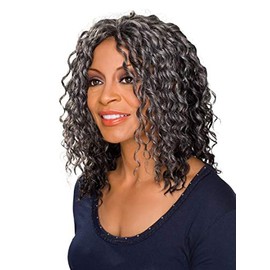 GLENDA (Foxy Silver) - Synthetic Mono Front Half Wig in OFF BLACK