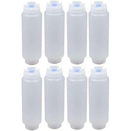 FRAKMU 16oz Inverted Plastic Squeeze Bottles,Condiment Squeeze Bottles for Sauces, Refillable Large Valve Dispenser Ketchup Sour Cream Squeeze Bottles for Restaurants Catering (8 pcs)