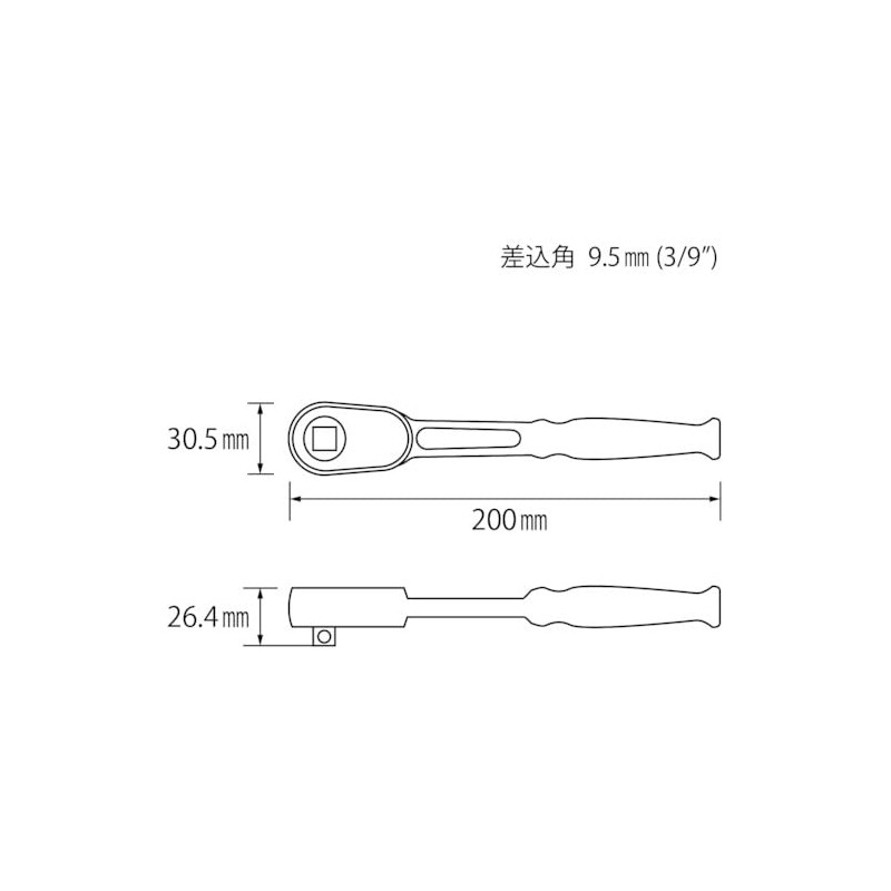 Lobtex RH3200A Ratchet Handle 0.37 inches (9.5 mm)