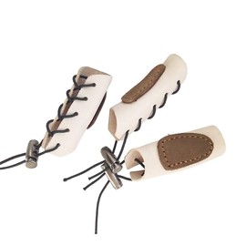 HRCHCG 3PCS Archery Gloves Bow Finger Tab Leather Tradition Recurve Bow American Hunting Bow Hand Guard Protect Hand Finger (Brown)