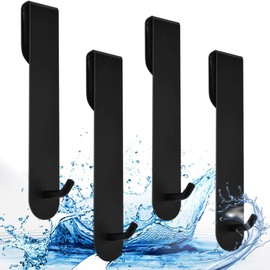 SIYINGSAERY Door Coat Rack Door Hook Black for Hanging 4 Door Hook Rail Clothes Hooks Door Inside Door Hanger Organiser Clothes Hooks No Drilling Jacket Holder Door for Kitchen, Hallway, Bedroom