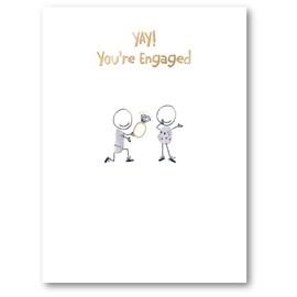 Noel Tatt Engagement Congratulations Card - Yay! You're Engaged - Stick Men with Diamond Ring and Foil Details - Eco-Friendly and Recyclable