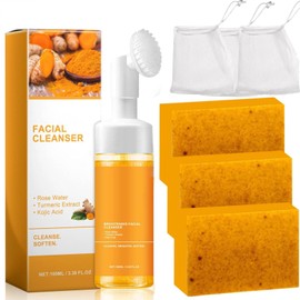 TPTAL Turmeric Wash and Care Two Piece Set, Tuemeric Facial Cleanser & Turmeric Soap, Turmeric Face Wash and Soap Bundle for Face & Body, Deep Cleansing