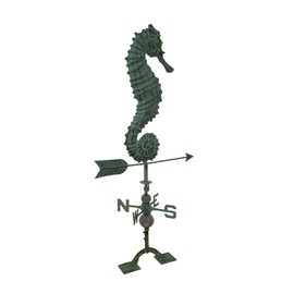 Zeckos Beautiful Verdigris Finish Seahorse Weathervane with Roof Mount