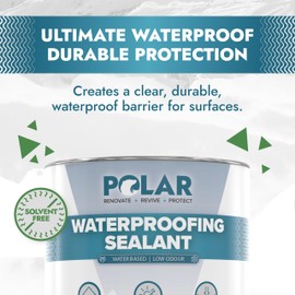 Polar Waterproofing Sealant - 33 Fl Oz - Clear Invisible Finish - Outdoor Waterproof Coating for Interior & Exterior Wood, Brick, Stone Surfaces, Concrete Tile & Grout - One Coat Waterproof Protection