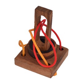 Ring Puzzle Small Tricky String Puzzle Made of Wood, Free the Ring Completely from the Game, Puzzle Wood Trick Game, Puzzle Game, IQ Puzzle, Wooden Puzzle with String, String Puzzle, Puzzle Box