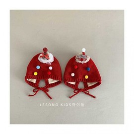 Baby Christmas Hat for Girls - Princess Theme, Autumn/Winter Photoshoot (Free Size) 46-50cm Red Christmas Hat 4ea