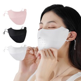 COMEDYKING 2025 Summer New Release! 3-Piece Sun Protection Mask, Face Cover, Cooling Mask, Prevents Ear Pain, 99% of UV Protection, Sunburn Protection, Heatstroke Prevention, 3D Structure, Small Face