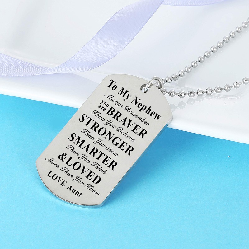 To My Niece Nephew Inspirational Gift Jewelry Dog Tag Pendant