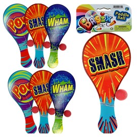 JA-RU Wooden Paddle Ball with String (6 Paddle Toy) Vintage Retro Return Ball for Kids, Boys & Girls. Old Fashioned Toys. Indoor & Outdoor Games. Bulk Party Favors Birthday Bag Stuffers. 751-6p