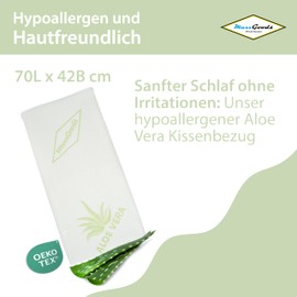 MaxxGoods Aloe Vera Cushion Cover 42 x 70 cm for Neck Support Pillow - Hypoallergenic, Skin-friendly, Breathable and Easy Care Neck Support Pillow Case - Pillowcase for Orthopaedic Pillow