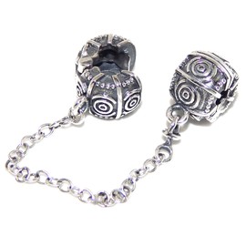 ICYROSE Solid 925 Sterling Silver Swirl Design Safety Chain Clip Lock Charm Bead