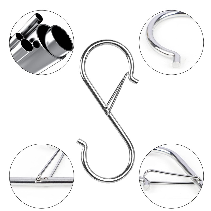 VIPITH S-Shaped Hooks, Large, S-Hooks, No Falling, Silver, Set of