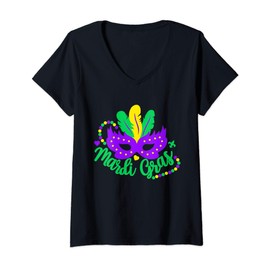 Womens Princess Masquerade Mask Mardi Gras V-Neck T-Shirt